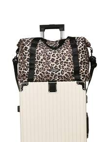 New Fashionable Travel Bag With Jacquard Pattern, Minimalist Niche Design, Stylish And Popular, Suitable For Short Trips, Fitness, With Spliced Color Blocks, Large Capacity, Versatile - Brown - View 7