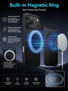 Ultra Cool 3D Embossed Lightning Cover Magnetic Phone Case, Portable Apple Wireless Charging Phone Accessory, High-End Fashion Phone Case Compatible With Apple 17 Pro Max Phone Case, Compatible With Car Mounts Smart Phone Case, Premium Business Apple 17 Phone Case, Embossed Apple 16 Phone Case, Shockproof Wireless Charging Phone Case Suitable For Galaxy S26 Ultra/S25ultra, Shockproof Anti-Drop Anti-Scratch Android Phone Case Cover. - Black - View 5