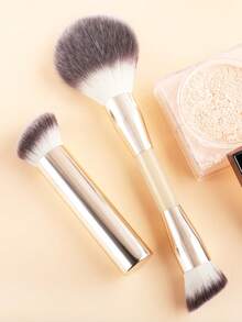 ronshadow Set 2 Kuas Makeup Multifungsi Dua Ujung, Kuas Bedak Ujung Bulat & Kuas Perona Pipi + Kuas Alas Bedak Ujung Datar, Kuas Makeup 2-in-1 untuk Alas & Pengatur Riasan - MultiWarna - View 4