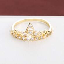 1pc Elegant Crown Design Cubic Zirconia Inlaid Women's Ring - Multicolor - View 4