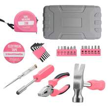 Home Repair Tool Kit - Portable Hand Tool Set With Hammer, Vise, Wrenches, Screwdrivers & More - Ideal For DIY Projects & Emergency Car Maintenance - DIY Tool Kit | Organized Tool Storage - Pink - View 5