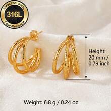 High-Quality Stainless Steel Dangling Earrings High-Polished Natural Finish,Hypoallergenic 316L Ear Post, Unique Shapes Unisex Jewelry Earrings - A - View 4
