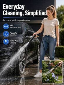 Boquilla de manguera de alta presión ajustable - Pistola de agua con rociado giratorio de 360° con abrazadera, limpiador multiusos de uso pesado para automóvil & jardín - A - Ver 3