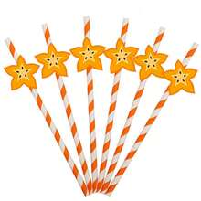 16PCS Star Fruit Shaped Decorative Paper Straws, Tropical Fruit Style, Suitable For Summer Party, Hawaiian Theme Event, Birthday Party, Picnic, Camping, Pool Party, Ideal Choice For Beverage Straws (Random Assortment) - View 5