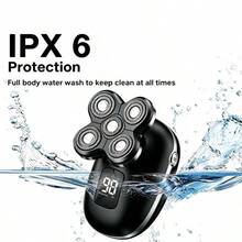 CGECGE Electric Shaver, Electric Bald Head Shaver, Rotary Shaver, IPX6 Waterproof, Wet And Dry Use, Easy To Clean, Contour To The Face, Floating Head, Screen Display, Type-C Charging, Underarm, Leg, Arm, Body Hair Removal Tool, Holiday Gift. - 黑色套裝 - 查看 8