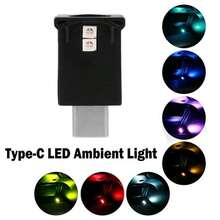 Type C Adjustable Interior Atmosphere Lamp Car Interior Lamp LED Ambient Light 8 Colors RGB Dynamic Gradient Brightness - A - View 3