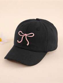 1pc Toddler Girls Embroidered Bow Baseball Cap, Adjustable Sun Protection Cute Casual Sports Hat, Suitable For Spring, Autumn, Summer Outdoor Daily Beach - Bow - View 5