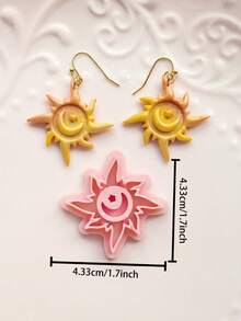 Celestial Sun & Moon Clay Cutter Mold Set, Polymer Clay Earring Making Tools, DIY Jewelry Craft Supplies, PLA Pottery Mold - Sun - View 9