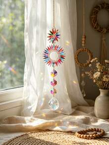 1pc Colorful Rhinestone Sun & Star Crystal Prism Suncatcher, Rainbow Maker Window Hanging Decor, Suitable For Outdoor, Garden, Home, Bedroom, Wall, Balcony And Room Decoration, Exquisite Gift For Birthday, Graduation, Mother's Day, Valentine's Day And Christmas - Multiple Styles - View 6
