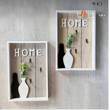 Ins Wall-Mounted Key Storage Box, Creative Wooden Wall Hanging Decor For Living Room, Entryway, Shoe Cabinet, New Style - Multicolor - View 2