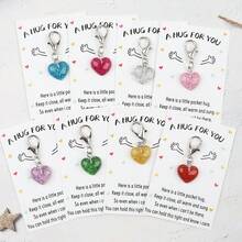 1pc/8pcs Heart Keychain, Unisex, With Encouragement Card, Durable Keychain, Thoughtful Gift For Teachers, Moms, Girlfriends, Best Friends, Birthday, Teacher's Day, Graduation Season, Back To School Season, Thanksgiving Small Gift - Multicolor - View 2