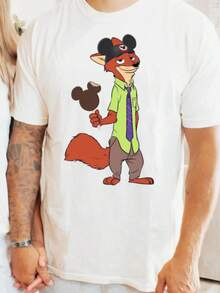 Disney Zootopia Couple Shirt Nick Wilde Judy Hoops Shirt Disney Zootopia T-Shirt Zootopia Children's Shirt Disney Couple T-Shirt Ladies Oversized - 男士T卹 - 查看 2