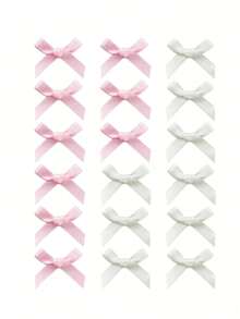 18pcs Ballet Style Cute Elegant White Ribbon Bow Hair Clips For Teenagers - Pink - View 4