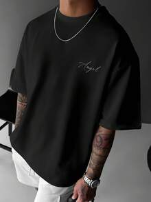 Men's Casual T-Shirt With Urban Style Geometric Pattern - 黑色 - 查看 2