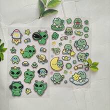可愛動物海龜毛氈貓咪糖果貼紙 DIY 貼紙藝術小貼紙，海龜青蛙貓咪圖案，適合學生兒童男孩女孩成人，可用於貼紙交換收藏、文具、手帳 DIY、DIY 手機殼與筆記本裝飾、DIY 裝飾手機、筆電、行李箱、水壺、滑板、筆記本與吉他，可用作節日禮物、生日禮物、返校季準備、畢業季禮物、派對小禮物 - 彩色 - 查看 5