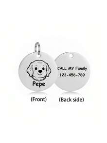 1 pieza Placa de identificación personalizada para mascotas, información personalizada de doble cara, nombre de mascota e información de identidad grabables, anti-pérdida efectiva, placa de mascota de metal de acero inoxidable duradera y sin decoloración, adecuada como regalo personalizado de cumpleaños o aniversario para mascotas - Plateado - Ver 9