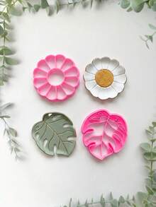 Cortadores de arcilla de naturaleza & botánica, moldes de arcilla polimérica para joyería boho, herramientas de manualidades DIY para pendientes de hojas & flores & accesorios hechos a mano - Rosa - Ver 5