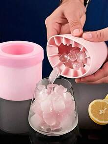 1 pieza Bandeja de cubitos de hielo de silicona cilíndrica, molde de hielo portátil de liberación rápida, bandeja de hielo fácil de retirar, adecuada para cócteles, whisky, bebidas, accesorio para hacer hielo en el refrigerador del hogar, color y estilo aleatorios - Multicolor - Ver 4