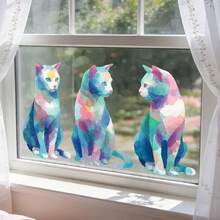1pc Colorful Cats Window Decorations Window Sticker.Self-Adhesive Decal, Suitable As A Gift. Easy DIY Application, Peel & Stick, Playful Design, Indoor Decoration Playful Window Stickers.Self-Adhesive, Suitable For Bedroom, Glass Decoration - Multicolor - View 5