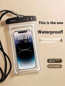 1pc Waterproof Phone Pouch With Touchscreen Function, Swimming And Rafting Gear, Underwater Photography Waterproof Bag, Perfect For Beach Trips And Vacations - Multicolor - View 1