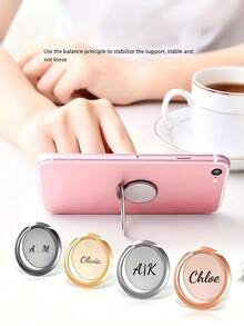 1pc Personalized Customized Phone Ring Holder, Phone Finger Ring, Case Ring Holder Stand, Slouchy Ring Finger Holder, Desktop Support Stand Clip Pull Ring, Back Suction Cup Strong Adhesive Multifunctional Hand Ring - Multicolor - View 3