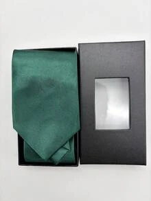1PC Dark Green Gift Box Men's Fashion Business Formal Versatile Elegant Tie, Suitable For Business Workplace, Wedding, Party - Dark Green - View 7