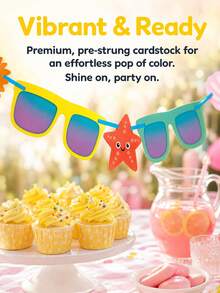 1 Set Summer Party Banner, Multicolor Rectangular Paper Summer Banner Decoration, Tropical Summer Holiday Birthday Party Decoration, Suitable For Pool, Beach, Luau Party, Tropical Party - Glasses - View 9