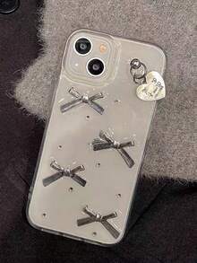 Transparent Butterfly Pearl Apple 15 Phone Case 16 Pro Max New Apple 15 Pro Max Premium Feel 13 Set 14 Shockproof 12 Silicone Pro Max Women 11 Compatible - Silver - View 4