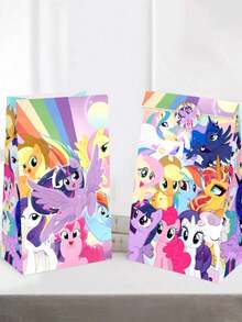 12/Set My Little Pony Birthday Party Candy Paper Bags, 12Stickers Birthday Party Gift Bags, Kraft Paper Flat Packaging Bags,Packaging Paper Bags, Perfect For Parties And Gifts - View 2