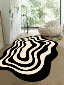 Digitally Printed Non-Slip Washable Runner And Area Rug Living Room Carpet, Modern Design | Modern, Scandinavian, Bohemian And Classic Styles | 100% Polyester - Black - View 5