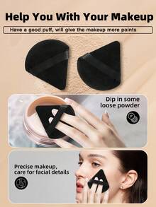 26Pcs Black Makeup Brushes Set With Beauty Sponges & Powder Puffs, Professional Foundation Eyeshadow Brushes Kit For Beginners - Black - View 6