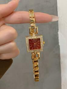 1 buah Jam Tangan Wanita Modis Terbaru, Dial Segitiga Elegan, Jam Tangan Quartz untuk Bisnis, Cocok untuk Kehidupan Sehari-hari, Pesta, dan Perjamuan - Emas - View 2