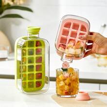 2-In-1 Ice Cube Bottle With Straw - Easy Press Ice Tray Water Bottle, Leak Proof Lid, Vertical Ice Maker For Freezer, Travel, Gym & Home Use - Pink - View 6