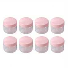 Mini Transparent Cream Jar With Transparent Lid, Plastic Cosmetic Empty Sample Jar, Small Cosmetic Sample Container, Multi-Color Cream, Lotion, Lipstick, Eyeshadow, Nail Powder, Jewelry, Powder Cake, Etc., Portable Reusable Travel Essential, Empty Sample Bottle - Pink - View 6
