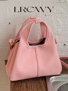 Bolso de mujer de estilo cubo, diseño elegante y minimalista, gran capacidad, color caqui, estilo de bandolera - Rosa - Ver 4
