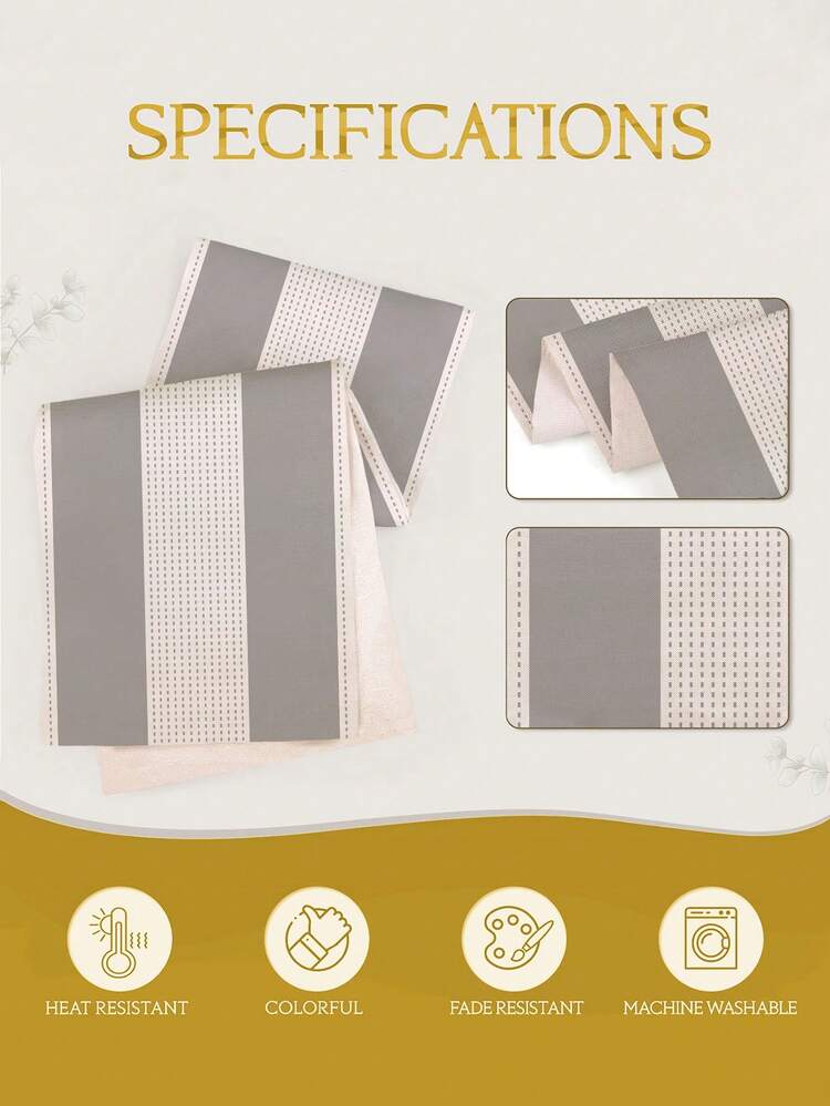 1pc,Bohemian Style,Minimalist Striped Table Runner,Microwave Dust Cover,Protective Cover,Rectangular Tablecloth,Washable,Suitable For Home Dinner,Coffee Table,Kitchen And Dining Room Decor,Table Decoration Party And Scene Decoration,Home Decor,Outdoor Patio Table Runner Decoration,Entryway Decor,Fireplace Cover - Grey - View 8