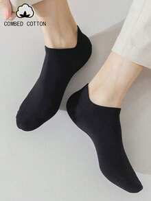 1/3/5/10/20 Pairs Men's Pure Cotton Invisible Short Socks, Black, Suitable For All Seasons, Breathable And Moisture-Wicking, Ideal For Sports, Business, Casual And Seasonal Outfits - Black - View 3