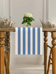 1pc,Bohemian Style,Minimalist Striped Table Runner,Microwave Dust Cover,Protective Cover,Rectangular Tablecloth,Washable,Suitable For Home Dinner,Coffee Table,Kitchen And Dining Room Decor,Dining Table Decoration Party And Scene Decoration,Home Decor,Outdoor Patio Table Runner Decoration,Entryway Decoration,Fireplace Cloth - Seaside Relaxed Blue - View 7