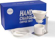TYGHF 6-Piece Pour Over Coffee Maker Kit &Amp; Dripper Set With Foldable Stand, Cup, Spoon &Amp; Storage Bag - All-In-One Portable Coffee Brewing Kit For Camping, Home, Office - White - View 1