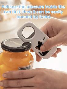 Cute Black Cat Pattern 3-In-1 Multi-Function Bottle Opener/Cap - Non-Slip Effortless Beer Bottle Cap And Can Opener Tool, Essential Home Kitchen Gadget, Combines Home And Party Decor Function, Ergonomic Design, Perfect Gift For Family, Friends, Teachers, Vacation Essential, Beach Essential - Multicolor - View 3