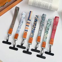 印花槍金屬扣織帶短款手腕掛繩 戶外防丟手機掛繩 內置夾扣，適用於手機掛繩、鑰匙圈吊飾、CCD相機掛繩、包包掛飾，中性款 - 彩色 - 查看 9