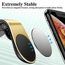 L-Shaped Magnetic Car Phone Holder, Strong Magnetic Air Vent Mount, Universal Phone Navigation Bracket - Multicolor - View 4