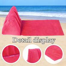 1pc Inflatable Triangle Head Pillow Beach Mat, Inflatable Flocked Triangle Pillow, Sunbathing Mat, Outdoor Mat, Sand-Proof, Suitable For Outdoor Camping, Beach, Hiking, Foldable Portable Mat, Single Person Sleeping Mat, Multiple Colors Available - Multicolor - View 3