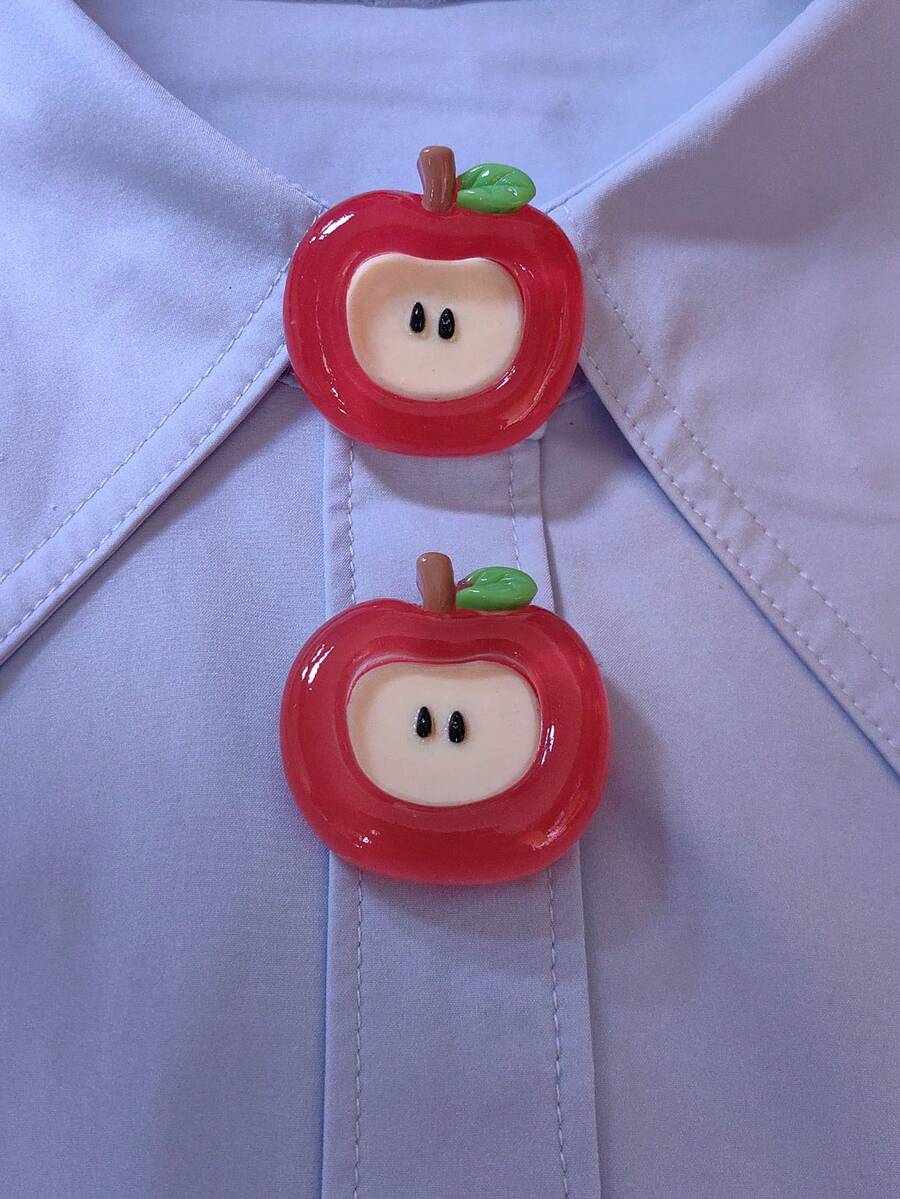1PC/2PCS Apple Button Covers, Shirts Button Cover Clip On Button Covers Fashion Crystal Cufflinks Cover - Red - View 1