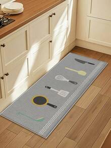 1 pieza Alfombra de pasillo de cocina, alfombra de entrada minimalista con patrón geométrico, tela de lino sintético, estilo de madera natural, alfombra decorativa creativa para cocina & comedor, lavable & fácil de cuidar, adecuada para cocina, entrada, bar, lavandería, pasillo y talla grande - Gris - Ver 14