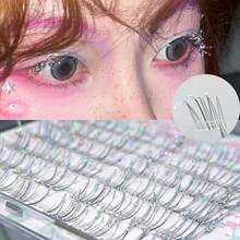 MIXIAOHE Self-Sticky Starry Glitter Cluster Lashes, 36 & 48 Clusters Korean Fox Eye Style, Natural Camera-Ready Look For Daily Cosplay Anime Styling - C - View 8