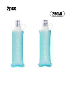 WRELS 1件/2件 150/250/500ML輕量可折疊擠壓式水壺，適合馬拉松運動，採用熱壓技術製成，無味冷水瓶 - 彩色 - 查看 26