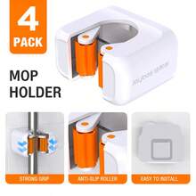 Joybos 4 Packs Wall Mounted Mop Holder, Self Adhesive No Drill Broom Clips For Bathroom Kitchen Garage, Heavy Duty Utility Hooks For Long Handled Tools, Garden Tools, Space Saving Storage Rack, Home Organizer Essential, Father's Day Gift - View 3