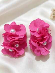 1 Pair Simple Elegant Faux Pearl Flower Ear Clips Bohemian Geometric ...