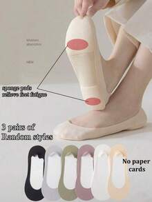 Women's Solid Color Invisible Boat Socks For Daily Wear, Suitable For High Heels - Multicolor - View 17